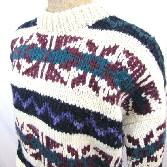 SISANDINA Sweater L Heavy Knit Wool Ecuador Large - Picture 1 of 7